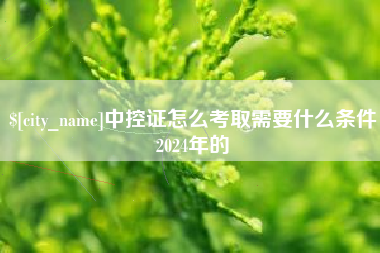 铜仁中控证怎么考取需要什么条件2024年的